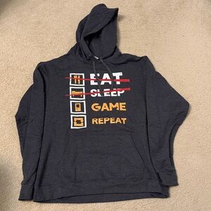 Charcoal Hoodie - Eat Game Repeat Graphic